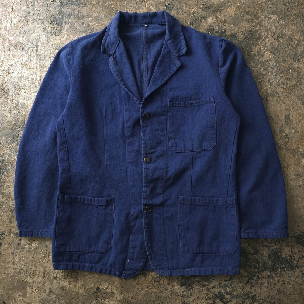 Vintage 1960s Blue Italian Work Jacket Chore Coat Chore Jacket
